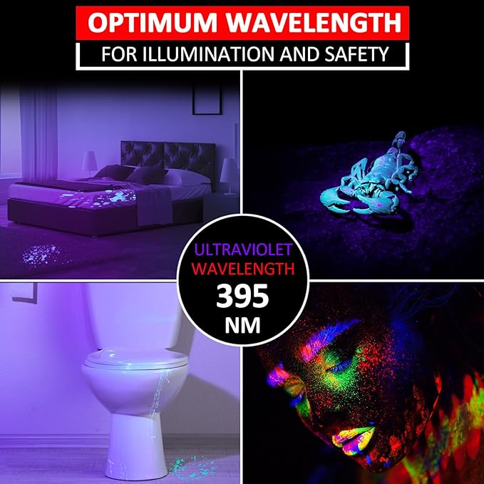 Beieverluck 10 Pack UV Black Light Flashlight Mini 395nm Pen Light with Clip LED Handheld Blacklight Detector for Leak Pet Urine Hotel Inspection Dry Stain and Bed Bug, Large
