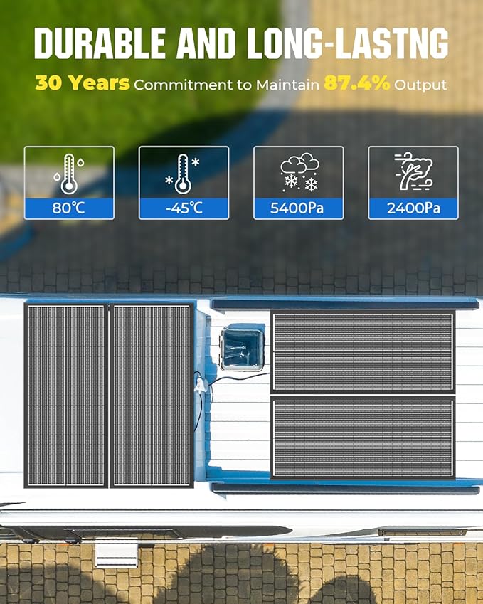 18BB N-Type 1000 Watt Solar Panel, 12V 10PCS 100W Solar Panels, 25% High-Efficiency, Monocrystalline PV Modules, for RV, Marine, Boat, Shed Farm, Rooftop, Farm and Off-Grid System