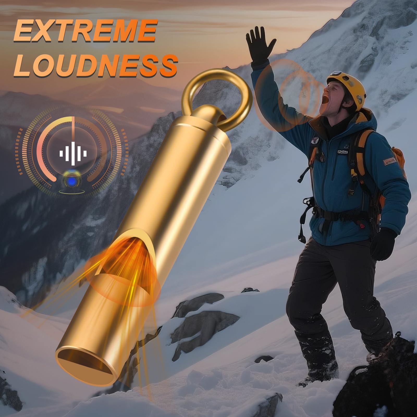 Upeckaroo Brass Emergency Whistles 2 Pack with Tangle-Free Lanyard - Pealess Safety Whistle