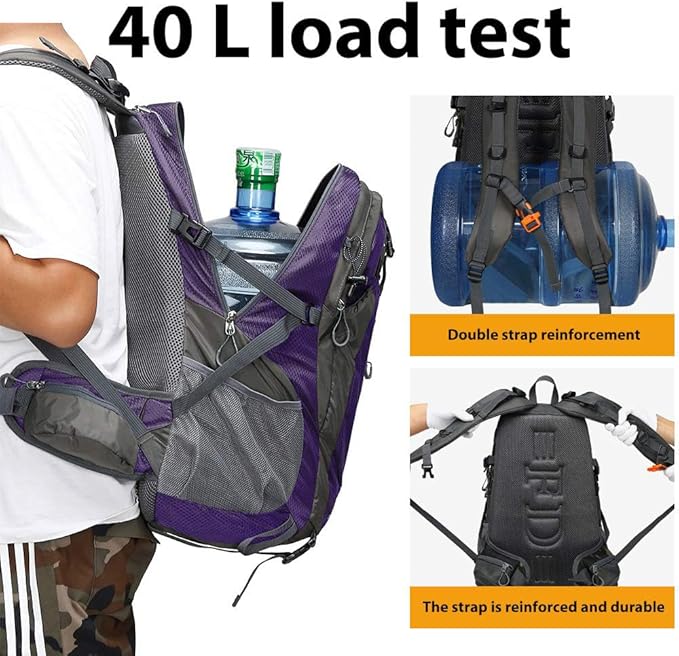 FENGDONG 40L Waterproof Lightweight Outdoor Daypack Hiking,Camping,Travel Backpack for Women Men Purple