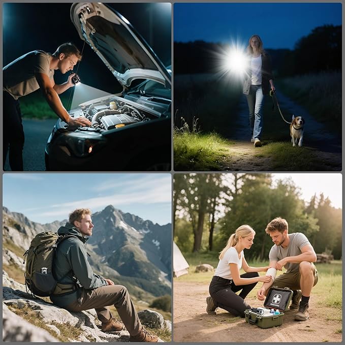 JAY-PARK LED Flashlights High Lumens Rechargeable - 10000 Lumen with 10800mAh Battery and LCD Power Display, 5 Lighting Modes, Zoomable, Long Beam(3000m) High Powered Flashlight for Camping, Emergency