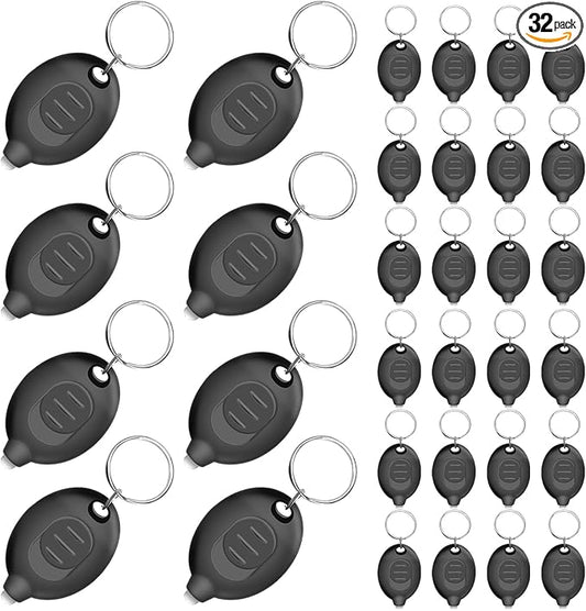 Mini LED Keychain Flashlight, 32-Pack Ultra Bright White Light, Small Pocket Keyring Torch for Emergency, Batteries Included