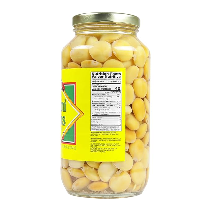 Ziyad Brand Premium Lupini Beans Snack, High Plant Protein, Keto, Mediterranean Diet, Non Perishable, Vegan, Vegetarian, 16 oz Pack of 2