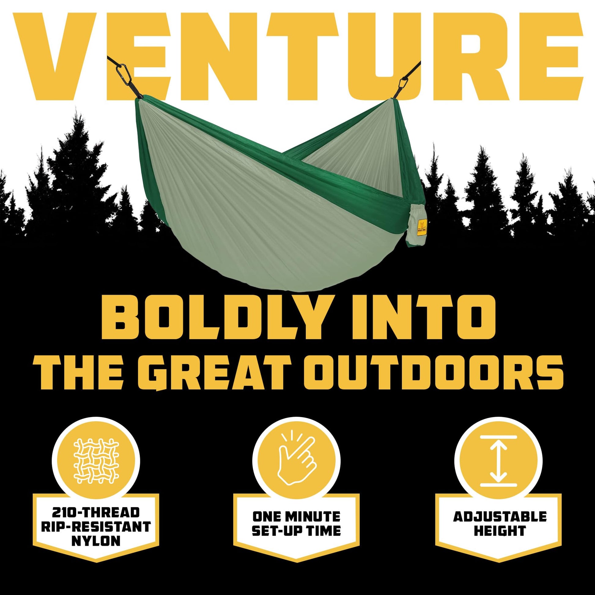 Wise Owl Outfitters Camping Hammock – up to 500lbs Portable Hammock with Tree Straps - Travel
