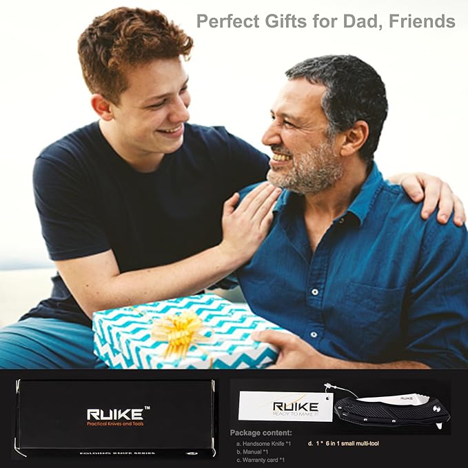 Ruike EDC Pocket Knife for Men,3.86 inch Big Blade,8Cr13 Stainless Steel,Liner Lock,Tactical Camping Folding Knives Belt Clip,Lightweight PA66 Handle,Small Flipper Microtech Elemental Survival Hiking Hunting Gadgets Gear Tool Womens Dad Father Gift