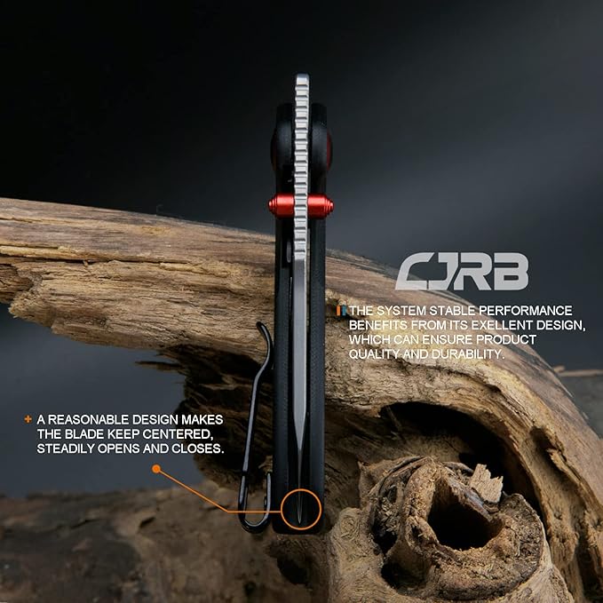 CJRB Maileah pocket knife, folding knife with 2.39'' Damascus Steel Blade, Black G10 Handle EDC Knife for Men Outdoor Survival Camping Limited Edition (J1918D)