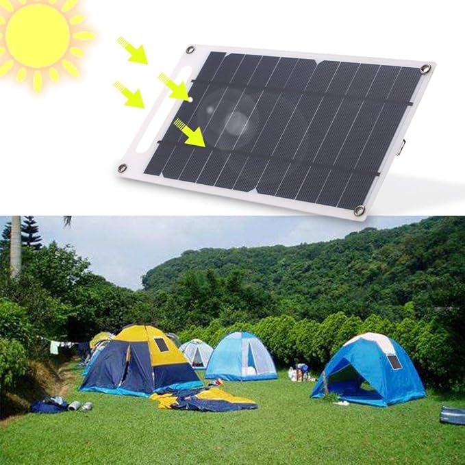 Lixada Solar Panel 7.8 W Ultra Thin Monocrystalline Silicon Solar Panel Charger USB Port for Mobile Phone
