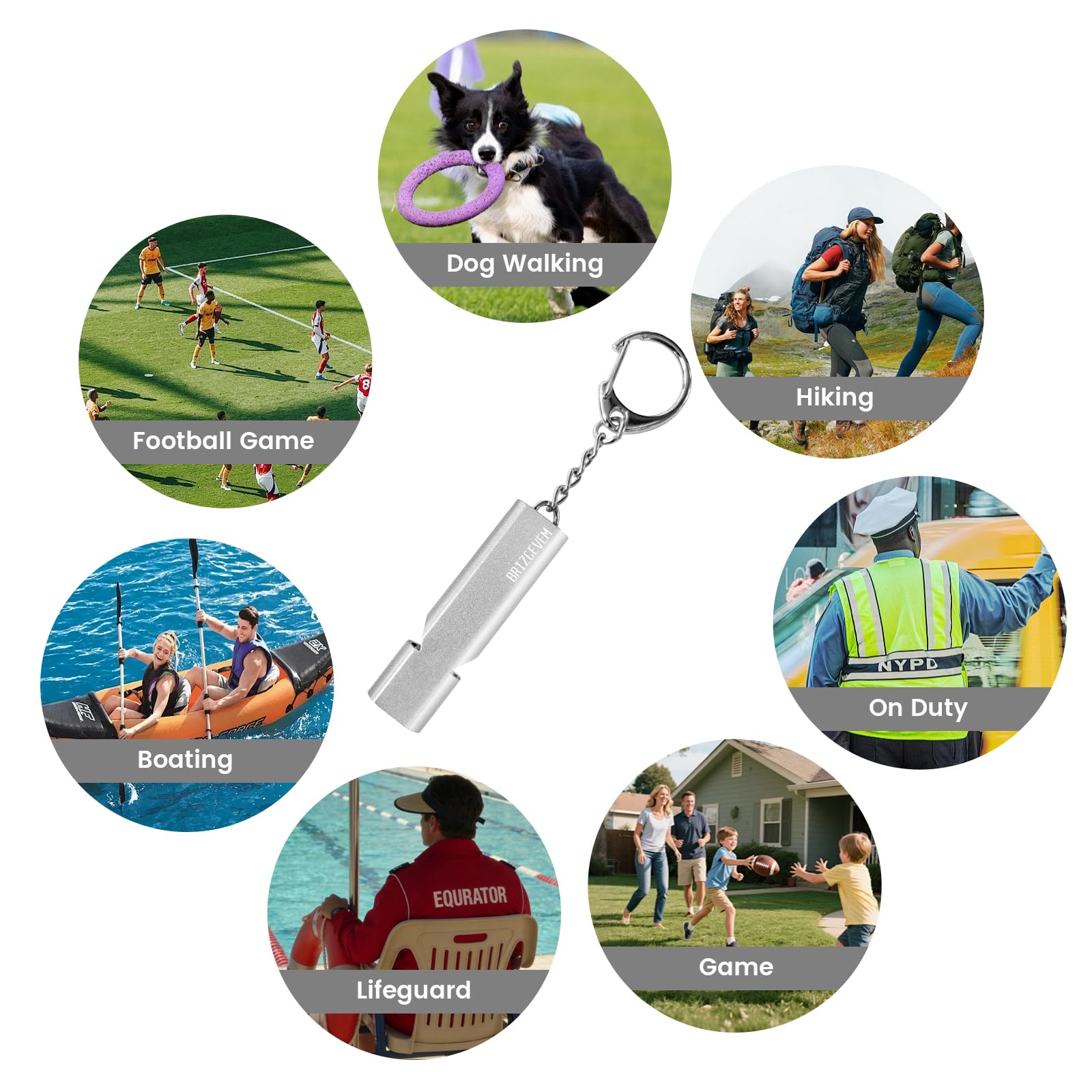 BRIZGEVEM 120+dB Aluminum Emergency Survival Whistle with Lanyard Keychain