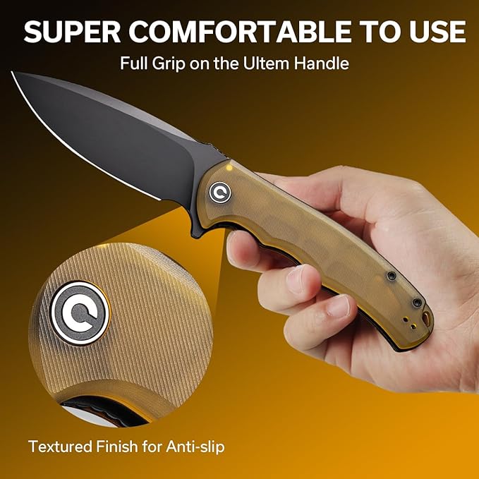 CIVIVI Praxis Pocket Folding Knife - Modern Aesthetics Ultem Handle, 3.75" Sharp Blade, Deep Carry Clip for EDC C803M