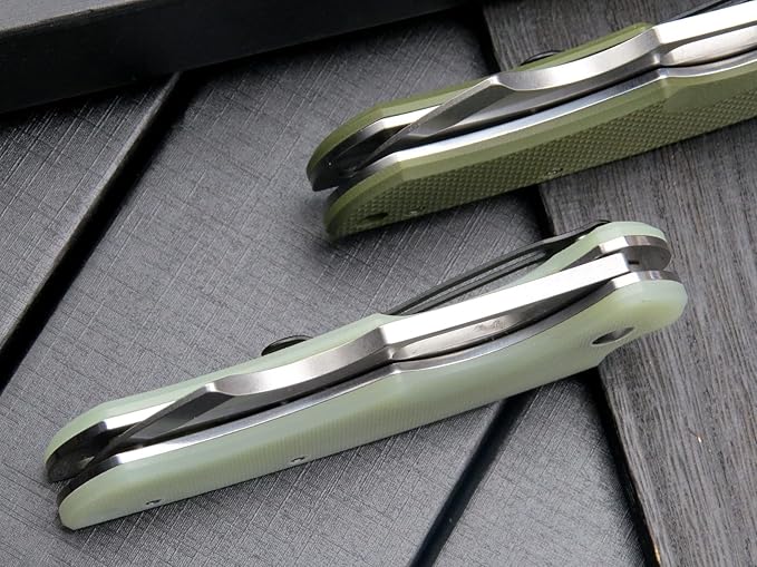 Eafengrow Pocket Knives D2 Blade and G10 Handle Folding Camping Knife Mini Outdoor Pocket Knife Survival Tool (EF13-Jade)