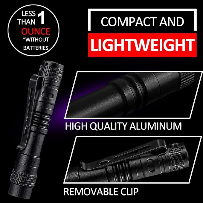 Beieverluck 10 Pack UV Black Light Flashlight Mini 395nm Pen Light with Clip LED Handheld Blacklight Detector for Leak Pet Urine Hotel Inspection Dry Stain and Bed Bug, Small