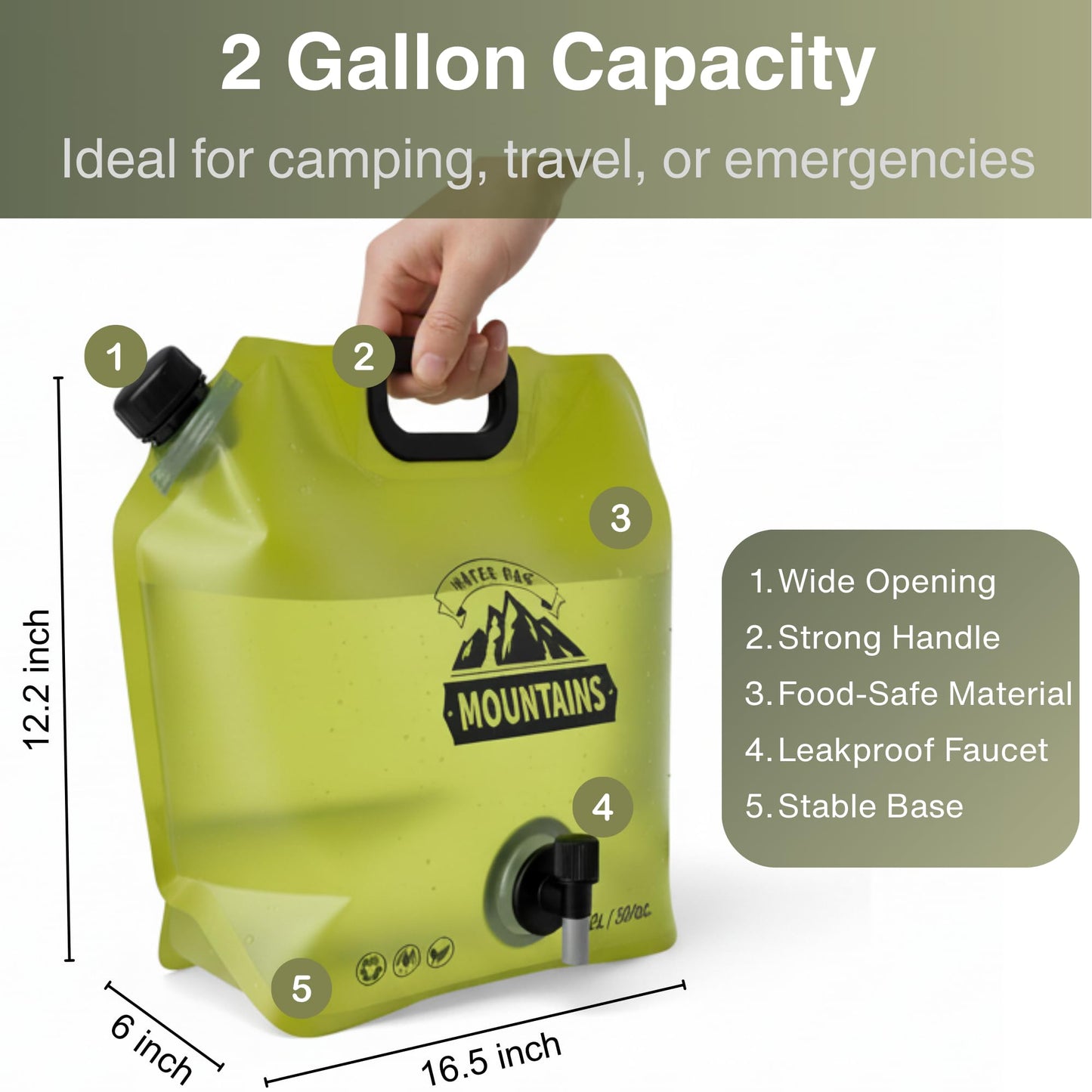 CoreMuse Camping Water Container 2 Gallon Collapsible Water Jug with Spout - Reusable Plastic