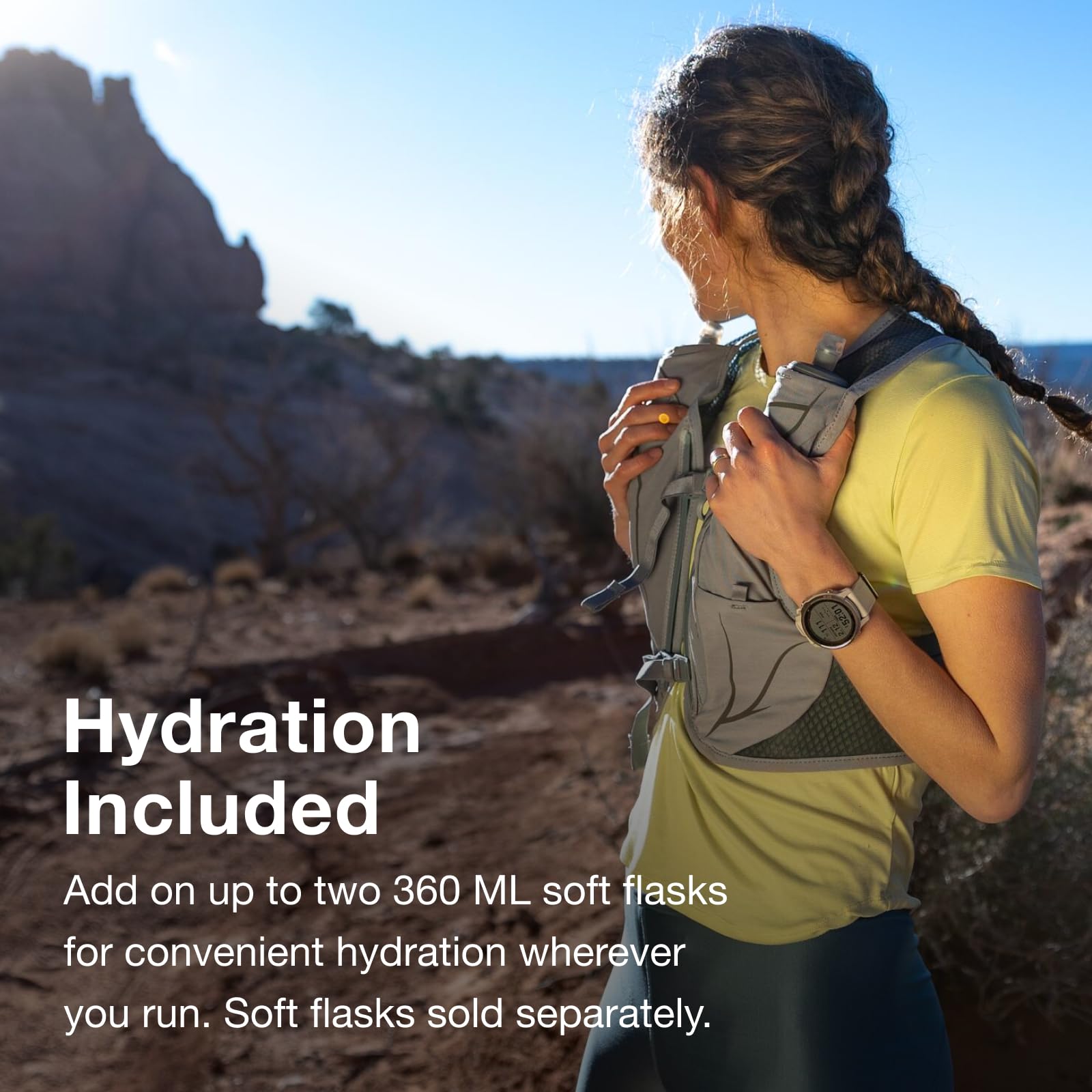 Osprey Duro LT Men's Running Hydration Vest with Hydraulics Soft Flasks, Phantom Grey/Toffee