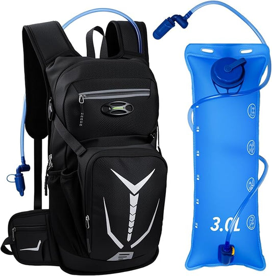 Lightweight Hydration Backpack 18L with 3L BPA Free Leak-Proof Water Bag, Insulated Hiking Backpack with Water Bladder for Men Women, Outdoor Daypack with Extra Storage for Hiking, Running, Biking