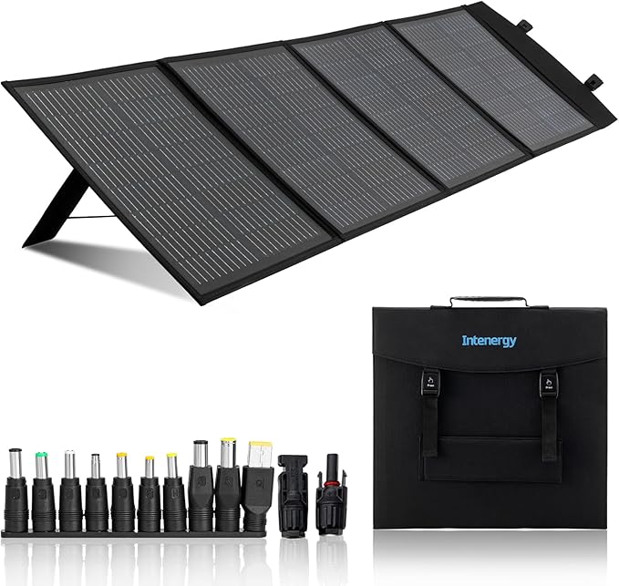 100W 12V Foldable Solar Panel ??Monocrystalline Portable Charger for Camping, Laptop & Smartphone with 5V USB & 18V DC Output