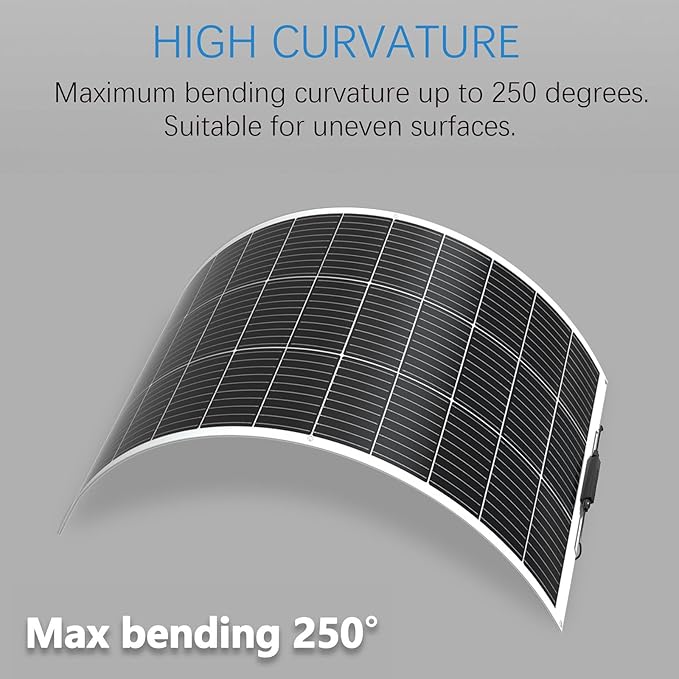 Flexible Solar Panel kit 200W 12Vï¼?PCS 105W monocrystalline Solar Panel,20A Charge Controller,Extension Cable，Y-Type Connector for Off Grid RV, Boat,Cabin,Home Uneven Surfaces (200W Solar KIT White)