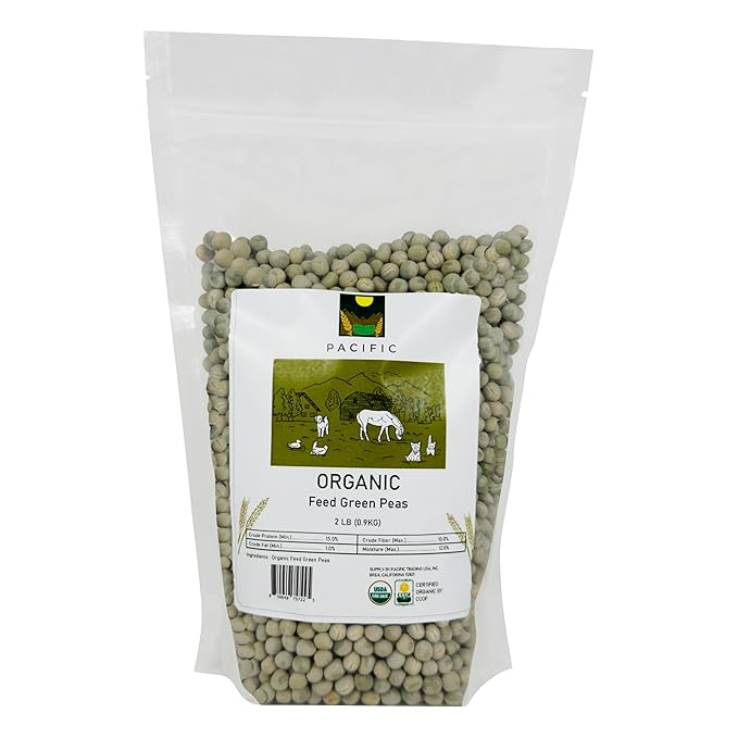 Pacific Organic Petfood Organic Whole Green Pea - Dried Green Peas | Rich with Fiber & Minerals | USDA and CCOF Certified | Packed in USA | 2Lbs