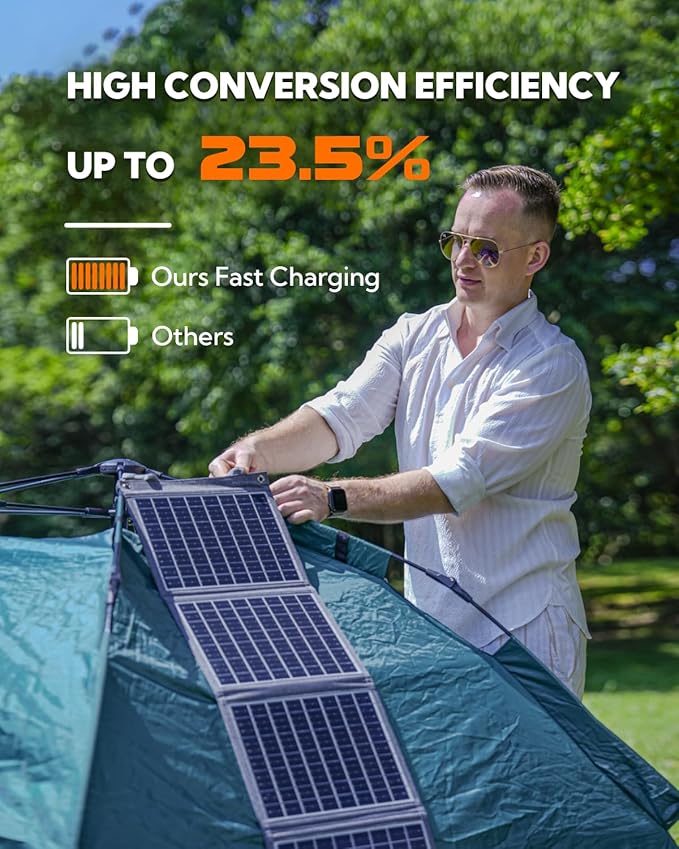 Portable Solar Panel, LUMOPAL 40W Foldable Solar Charger with USB-C PD 40W,5V USB-A QC3.0, DC18-20V Ports for Traveling Camping Backpacking Compatible with Phone iPad Power Station