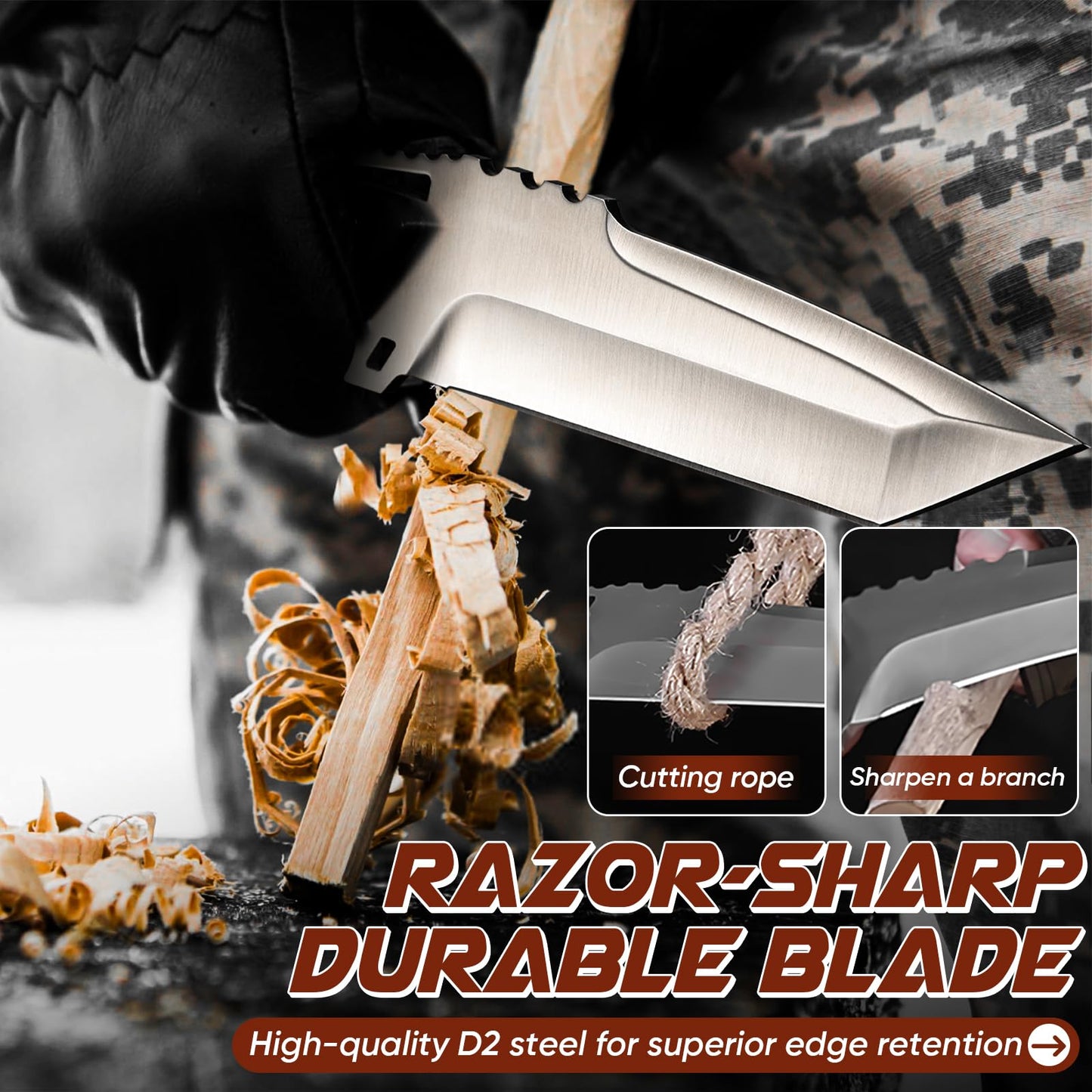 Purple Dragon Fixed Blade Knife with Kydex Sheath - Plain Blade
