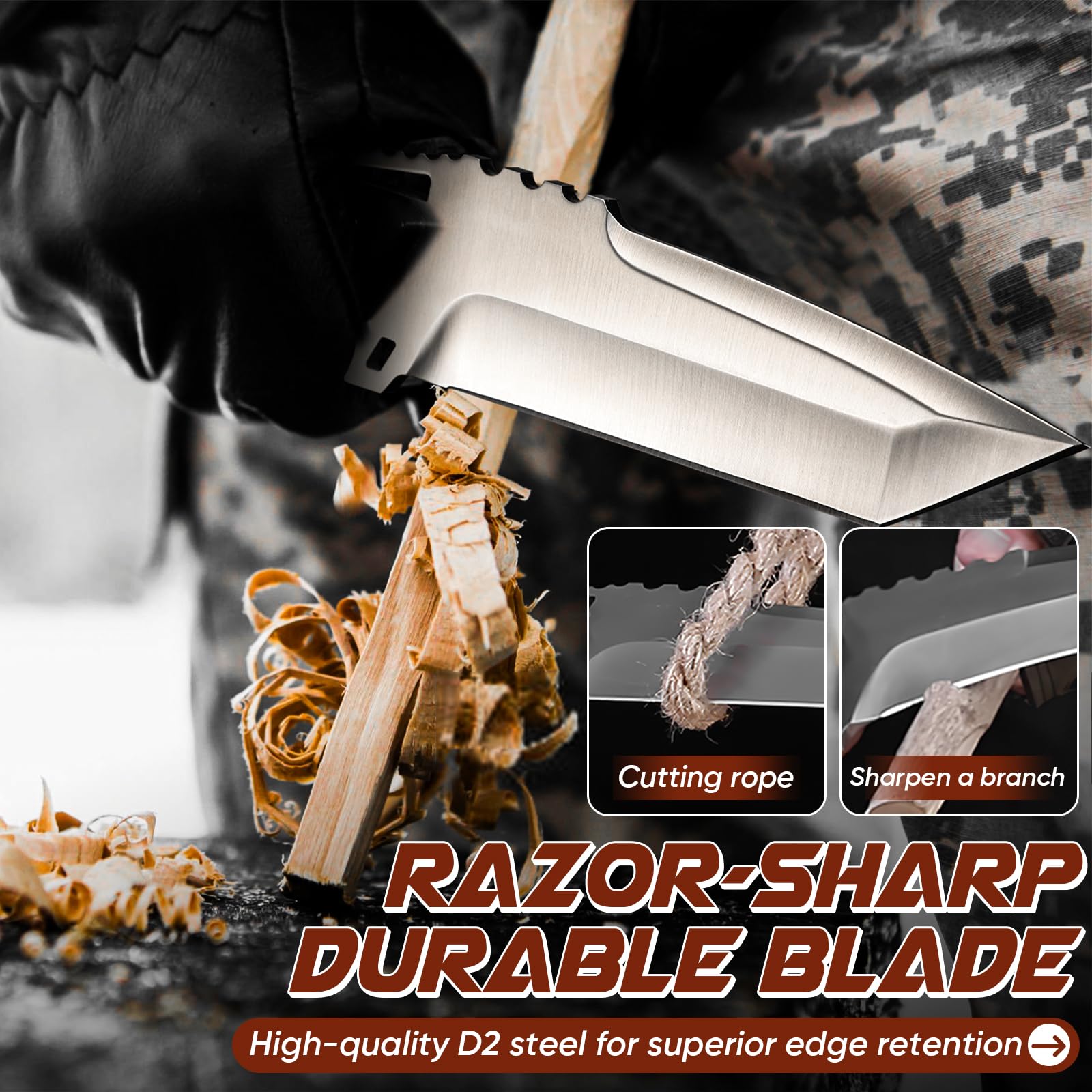 Purple Dragon Fixed Blade Knife with Kydex Sheath - Plain Blade
