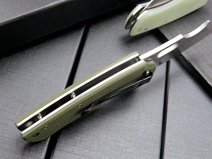 Eafengrow Pocket Knives D2 Blade and G10 Handle Folding Camping Knife Mini Outdoor Pocket Knife Survival Tool (EF13-Jade)