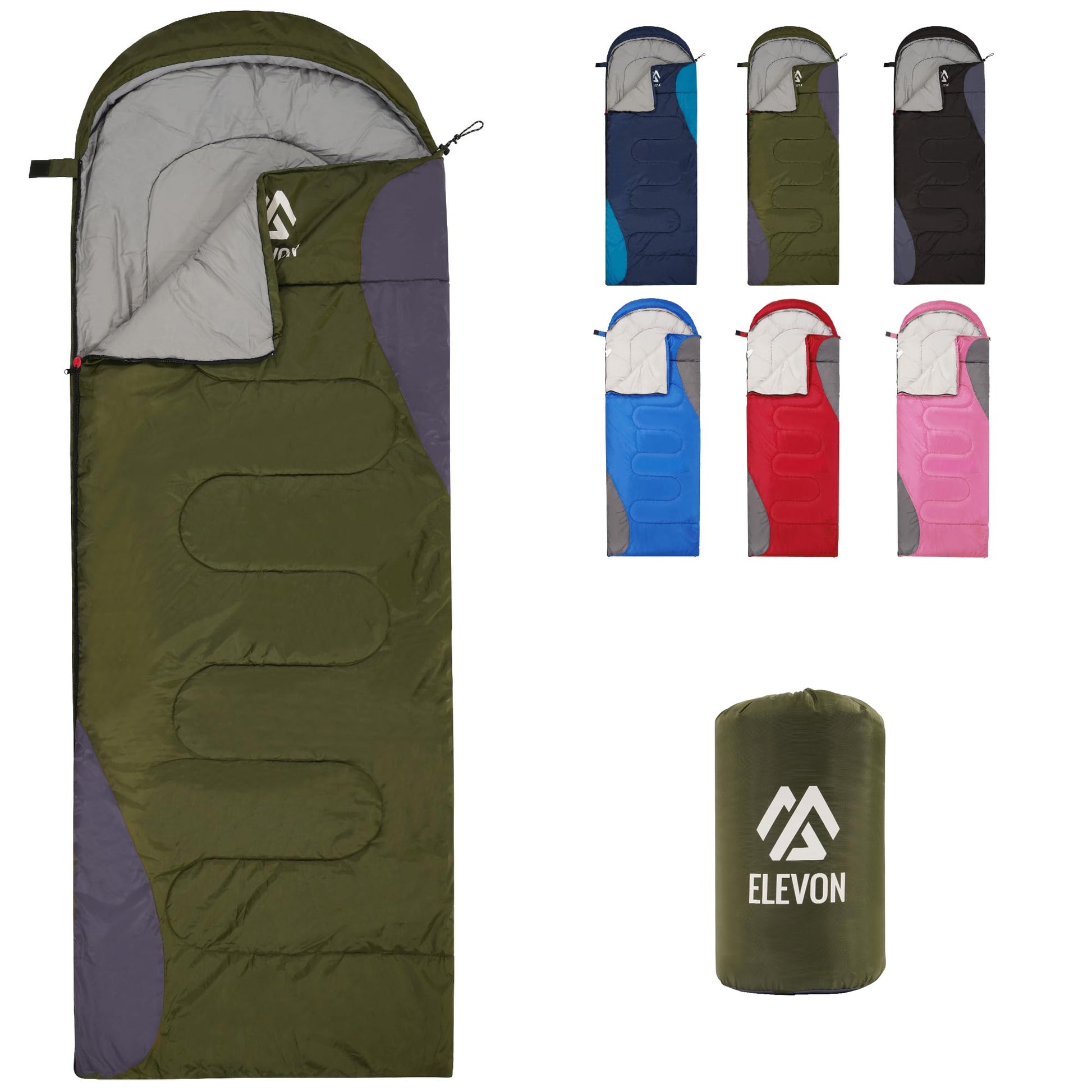 Elevon Sleeping Bag for Adults Teens Kids Cold Warm Weather, Portable Waterproof & Lightweight