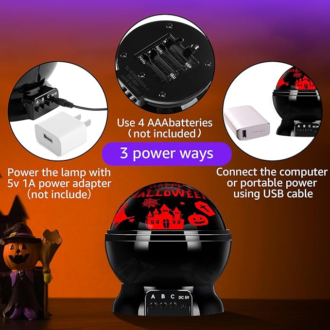 Halloween Projector Lights Indoor Happy Halloween Projection Light LED Spooky Pumpkin Ghost Spider Decorative Outdoor Lighting Projectors for Party Holiday Garden Landscape