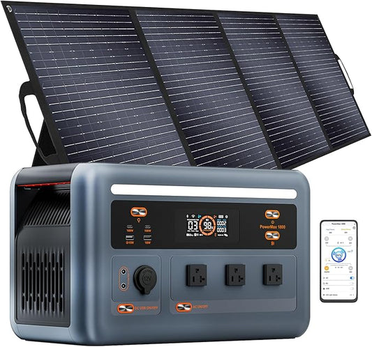 OSCAL Solar Generator with 400W Solar Panel PowerMax 1800 (2025 New), 1024Wh LiFePO4 Battery Generator with 3 AC Outlets (3200W Surge), 700W AC Charging, APP Control Power Station for Home Backup