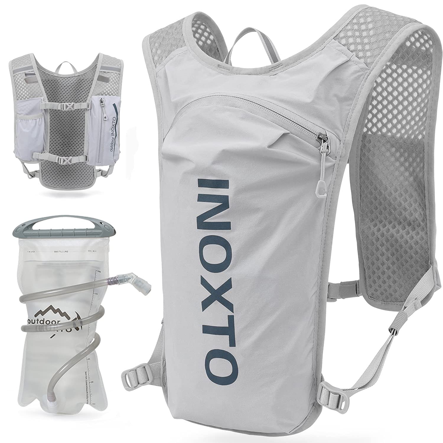 INOXTO Running Hydration Vest Backpack,Lightweight Insulated Pack with 1.5L Water Bladder Bag
