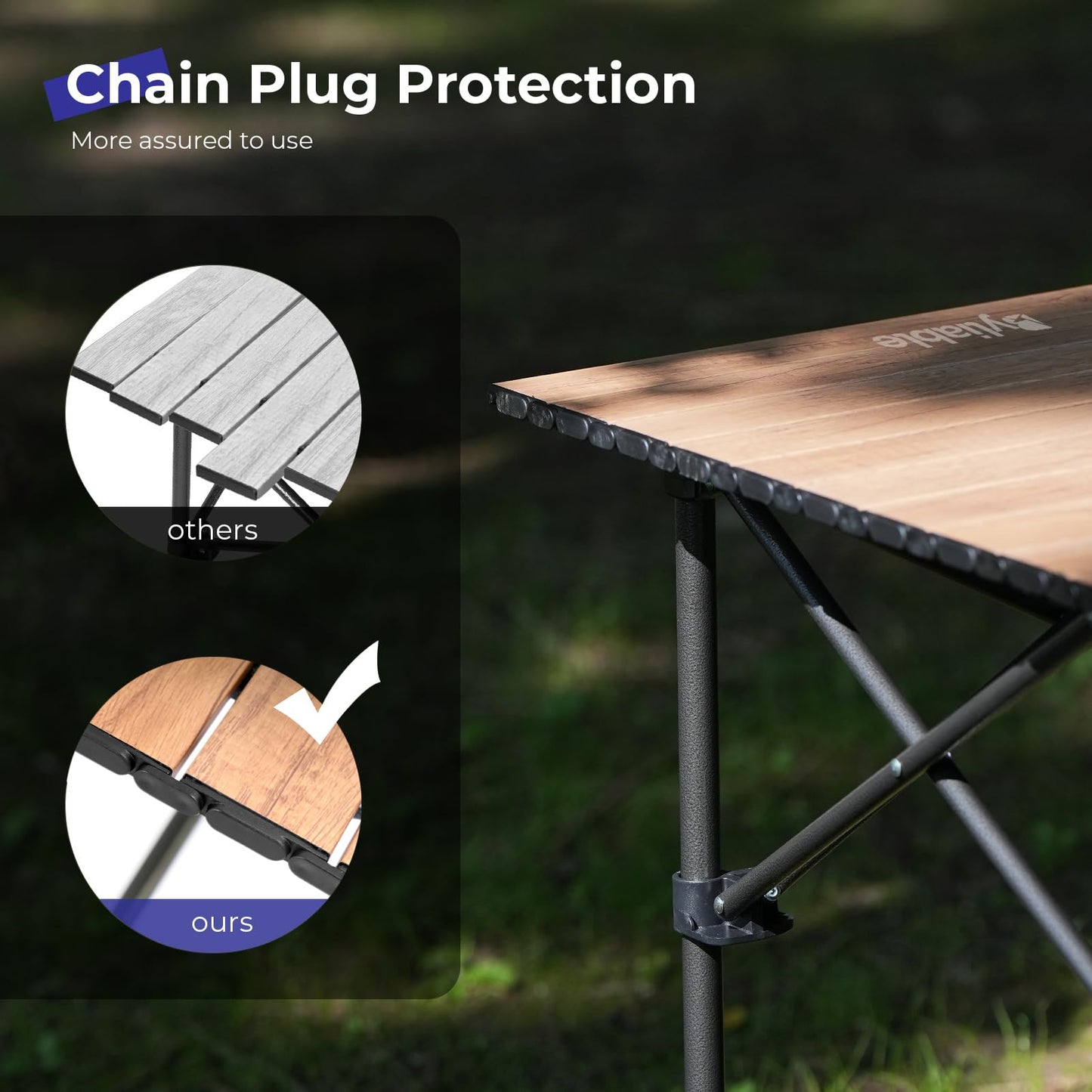 Byliable Camping Table Folding Portable Camp Aluminum Table, Wood Grain