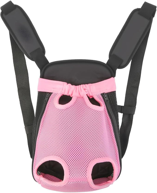 Inspack Dog Backpack Carrier/Cat Carrier, Adjustable Pet Front Carriers Travel Bag for Puppy Medium Dogs, Legs Out, Soft Ventilated Doggie Chest Carry Backpacks for Hiking/Camping, 2.5-4 lbs, Pink
