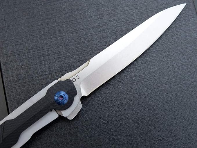 Eafengrow EF942 EDC Folding Knife, D2 Steel Blade Titanium Plating & G10 Handle,Pocket Clip with Frame Lock EDC Pocket Knife for Camping Hiking Survival Outdoor(Black)