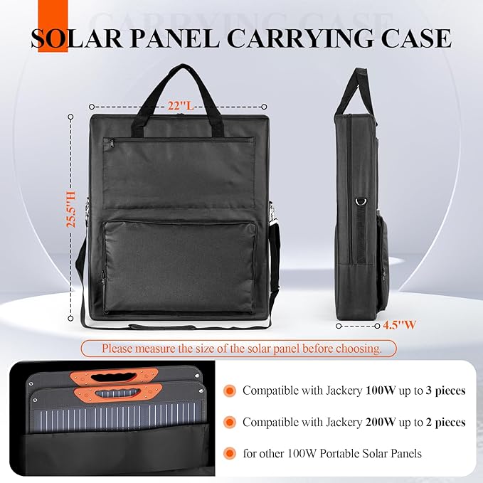 Bag for Portable Solar Panel 100w 200w,Waterproof Solar Panel Carrying Case Compatible with Jackery Solarsaga,Padded Travel Solar Protector Case with Accessory Pocket