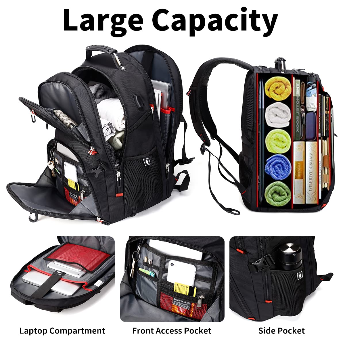 SHRRADOO Extra Large Travel Laptop Backpack for Men, Work College Backpacks