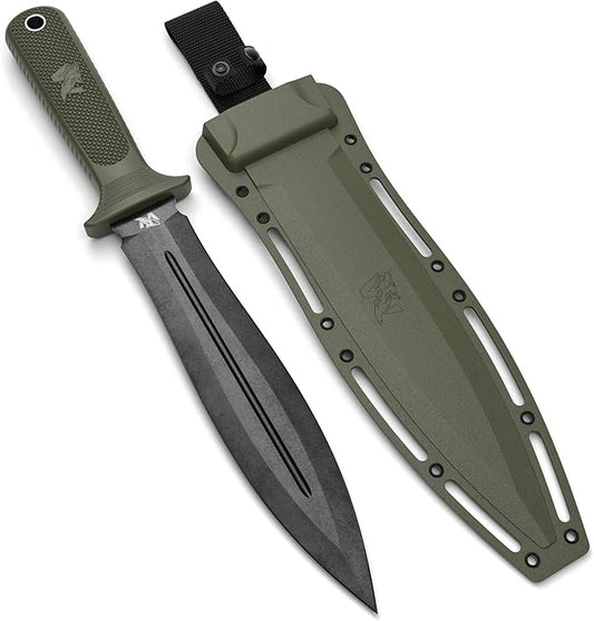 W-SowCatcher Fixed Blade Knife With Sheath - Large Hunting Blade Made of D2 Steel - Double Edge With TPE Handle