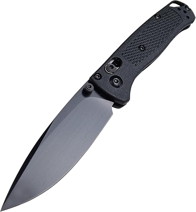 HUAAO Mini Folding Pocket Knife, Plain Edge, Thumb Stud Manual Open, Glass Reinforced Nylon Grivory Handle with Belt Clip for EDC Camping (black blade)