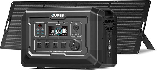 OUPES Mega 2 2500W Solar Generator with 240W Panel Included, 2048Wh Portable Power Station Solar Battery Station Made for Emergency, Home Backup, Outdoor Camping RV/Van