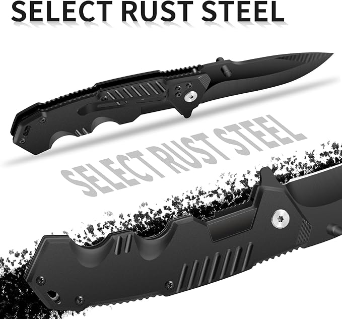 Tactical Folding Knife, 4.3 Inch, EDC Outdoor Camping, Security Lock, Pocket Clip (1)