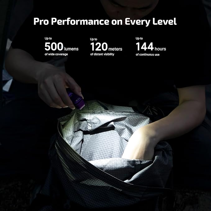 OLIGHT Oclip Pro EDC Flashlight Clip-on Light, Rechargeable 500 Lumens with Three Lighting Solutions Type-C Charging, Magnetic Flash Lights for Signaling, Cycling, Outdoor or Indoor Use(Purple)