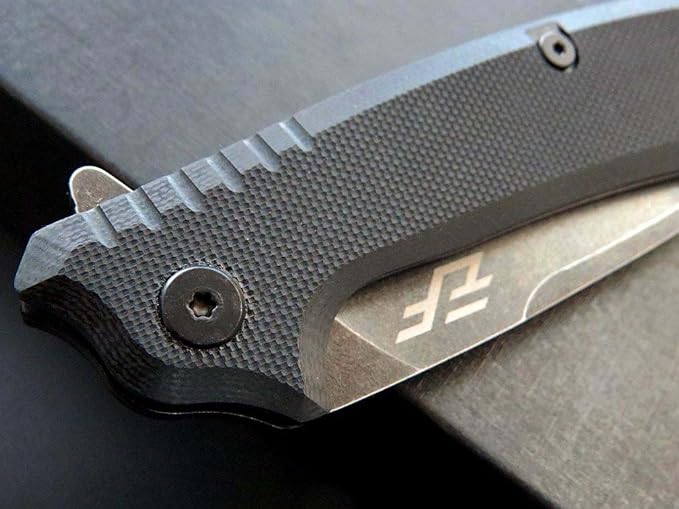 Eafengrow EF223 Folding Knife D2 Blade with G10 Handle Multi Pocket Knife Survival Outdoor Camping Survival (black)