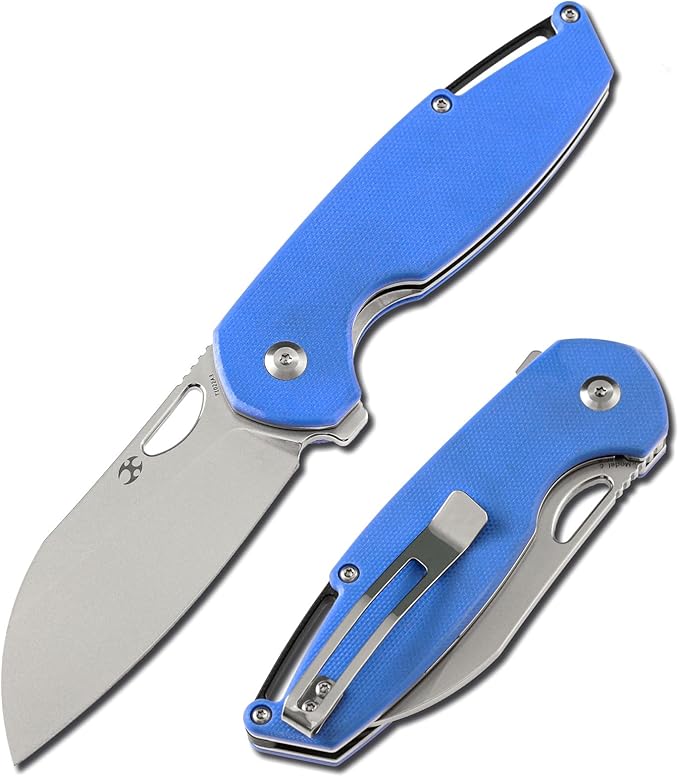 KANSEPT Model 6 Pocket Knives EDC Camping 3.1'' Bead Blasted 154CM Material with Blue G10 Handle Everyday Carry T1022A3