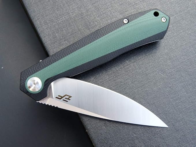 Eafengrow EF964 Pocket Folding Knife G10 Handle D2 Blade EDC Tactical Folder for Outdoor Camping Hiking (Green)