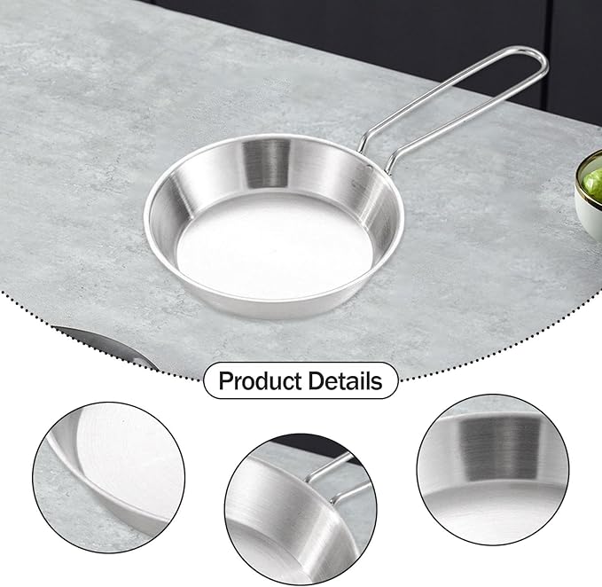Stainless Steel Camping Fry Pan Cookware Foldable Handle Easy to Clean Multipurpose Outdoor Cooking Griddle Non Stick Skillet, 12cm