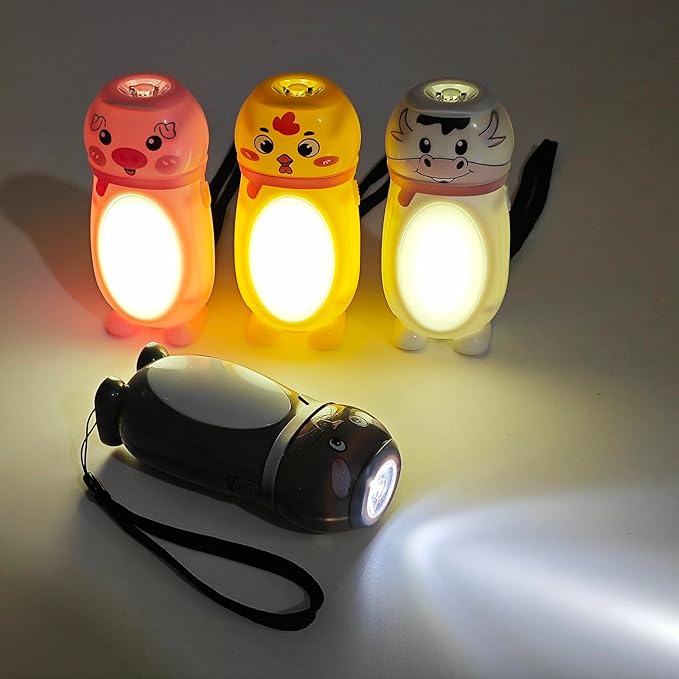4 Pack Small Mini LED Flashlights for Kids - Cute Small Animal Flashlight - 2 in 1 Flashlight Camping Lantern Flashlights - Christmas Gifts Stocking Stuffers for Girls Boys