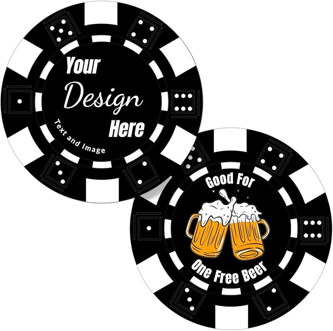 50 Custom Poker Chips,Personalized with Your Logo Image or Text,11.5g Clay Casino Chips for Events or Gifts