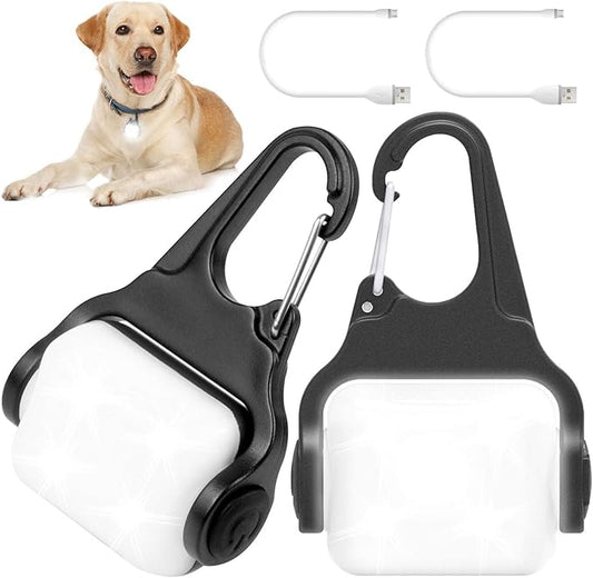 Dog Lights for Night Walking, Clip on Dog Collar Light - 3 Modes, USB-C Rechargeable, IP65 Waterproof, LED Safety Light for Running, Camping, Climbing, Bike - 2 Packs