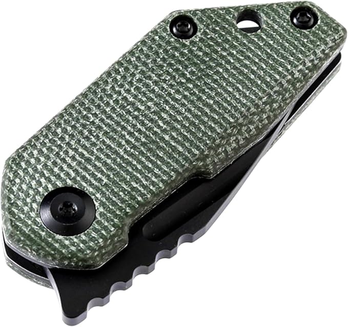 KANSEPT RIO Mini Pocket Folding Knives EDC Camping Folding Knife 1.56'' Black Stonewashed M390 Blade Pocket EDC Knife with Green Micarta Handle Everyday Carry K3044A2