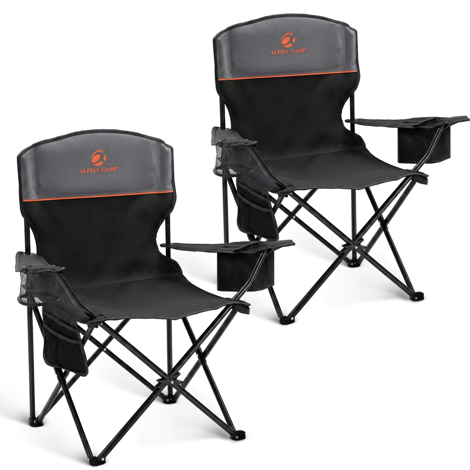 ALPHA CAMP 2-Pack Folding Camping Chair with Cooler Bag & Lumbar Support