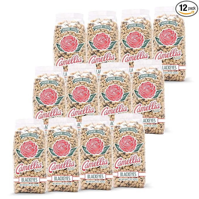 Camellia Brand Dried Blackeye Peas ??Premium Non-GMO Southern Pea for Hoppin??John, Soups, Stews, Salads, New Years Day, and Side Dishes ??Gluten-Free, High Protein, Vegan & Vegetarian Friendly, 1 Pound (Pack of 12)