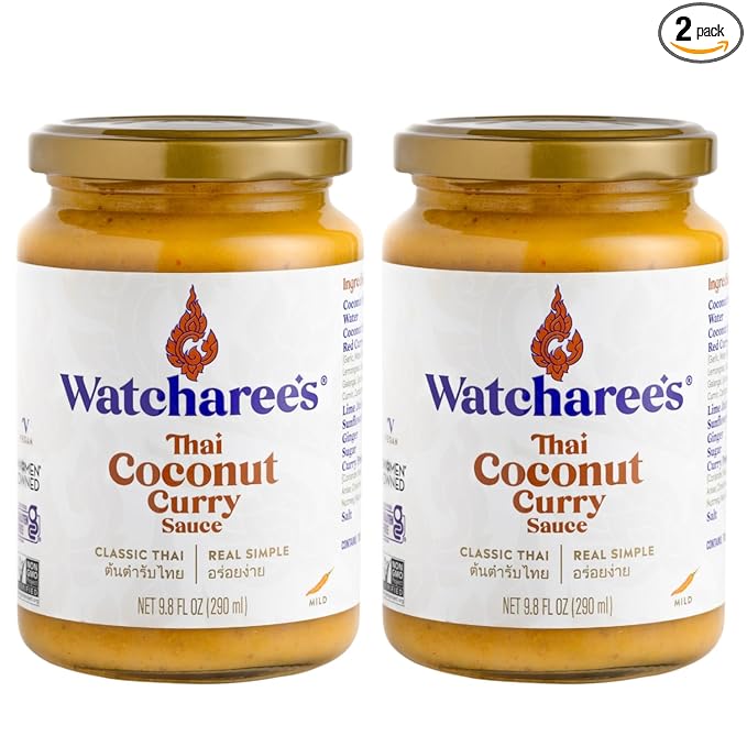 Watcharee's Authentic Thai Curry Sauces - Coconut Curry | Vegan, Non-GMO, Gluten-Free - 2 Pack (9.8 fl oz Each)